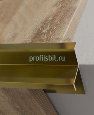 Алюминиевый профиль закладной фигурный угловой 10 мм ПО-204-03 золото глянец 2.7 м