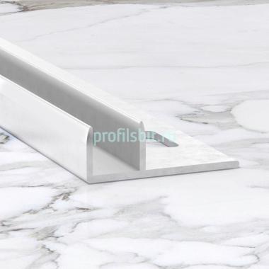 П-образный профиль из алюминия для стекла 10х10 мм ПО-211-02 серебро матовое 2.7 м