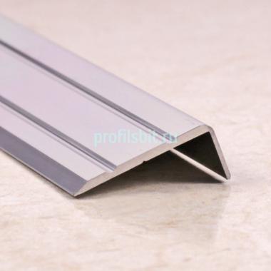 Алюминиевый порог угловой с насечками 24х10 мм ПО-24х10-00 Алюминий 2.7 м