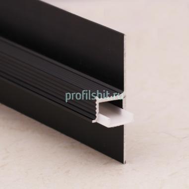 Алюминиевый теневой плинтус с LED подсветкой (с экраном) ПО-143 Черный матовый 2,7 м
