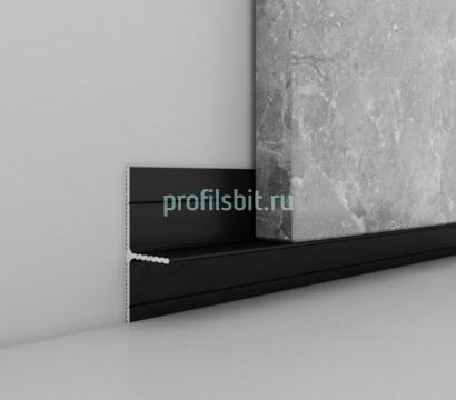 Алюминиевый плинтус напольный теневой ПО-146 Черный матовый 2,7 м