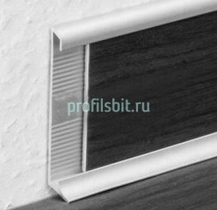 Алюминиевый плинтус 60 мм для ковролина ПО-194 серебро матовое 2,7 м