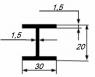 Двутавр 30х20х30х1,5 мм под 17 мм из алюминия 3 м