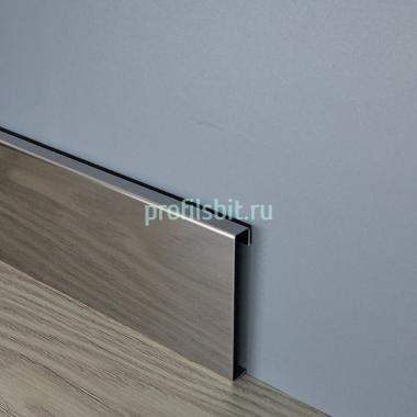 Плинтус с кабель-каналом из нержавеющей стали 40 мм H40 SG Серебро глянец 2,5 м