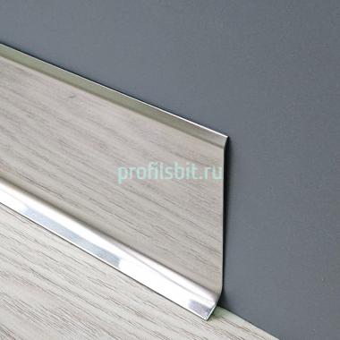 Напольный плинтус из нержавеющей стали 100 мм SY044-100H SG Серебро глянец 2,5 м