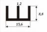 Алюминиевый профиль Ш-образный 15,6х8,8х1,2 мм 3 м