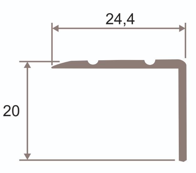 Угловой порог алюминиевый с насечками 24х20 мм ПО-24х20 Золото матовое 2,7 м