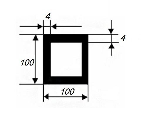 Алюминиевый бокс квадратный 100х100х4 мм 3 м