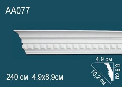 Потолочный плинтус с орнаментом Перфект AA077 89х102х49 мм 2,4 м белый полиуретан