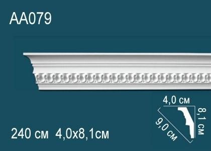 Потолочный плинтус с орнаментом Перфект AA079 81х90х40 мм 2,4 м белый полиуретан