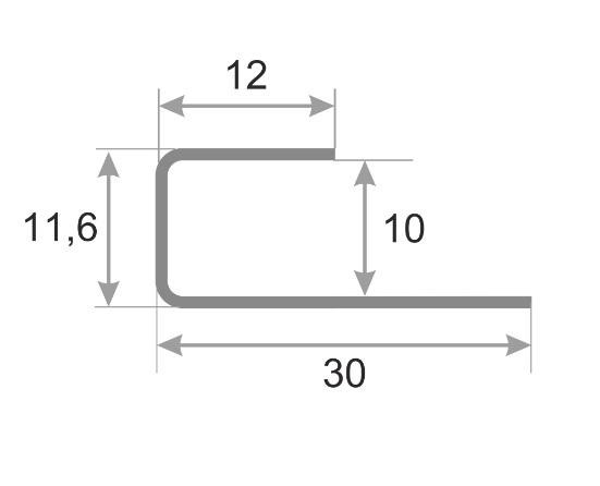 Окантовочный профиль из нержавеющей стали 10 мм SB166-1B-10H SG Серебро глянец 2,7 м