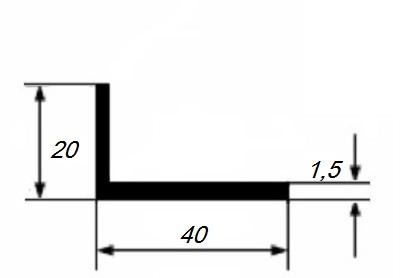 Алюминиевый уголок 20х40х1,5 мм разносторонний 3 м