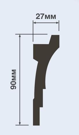 Потолочный плинтус 90х27 мм Hiwood A90V2 белый 2 м