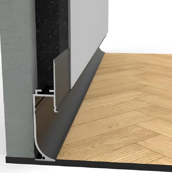 Алюминиевый теневой профиль напольный Мега-Трейд ТП-70LED черный 3м арт.2337