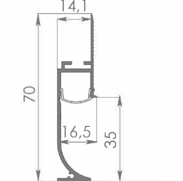 Алюминиевый теневой профиль напольный Мега-Трейд ТП-70LED черный 3м арт.2337