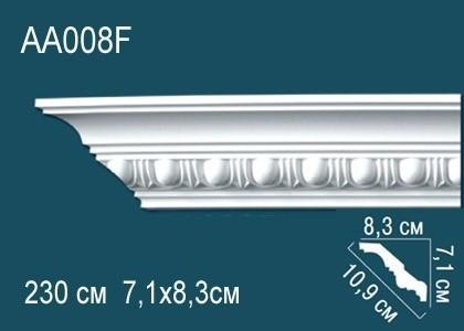 Гибкий потолочный плинтус с орнаментом Перфект AA008F 71х109х83 мм 2,3 м белый полиуретан