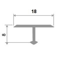 Профиль Т-образный алюминиевый 18 мм ПТ-18 Серебро матовое 2,7 м