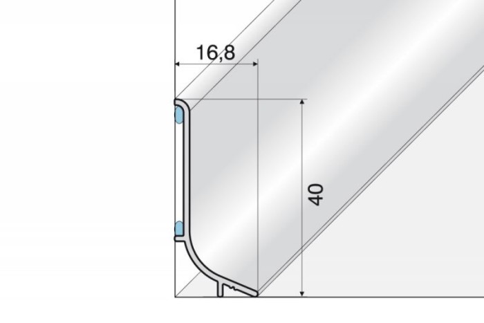 Напольный плинтус из алюминия Effector Q63 40 мм Золото 2,7 м