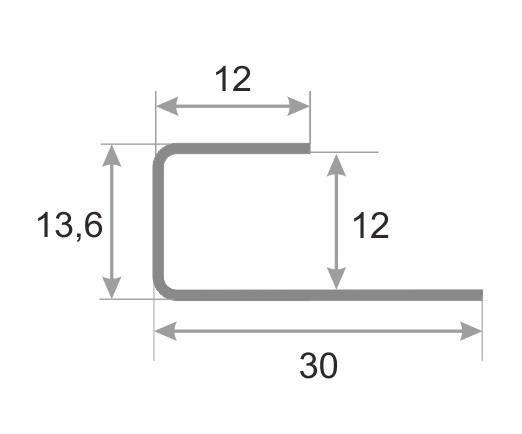 Окантовочный профиль из нержавеющей стали 12 мм SB166-1B-12H SG Серебро глянец 2,7 м