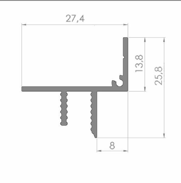 Алюминиевый теневой профиль потолочный Мега-Трейд ПТП-26 черный 2м арт.2340