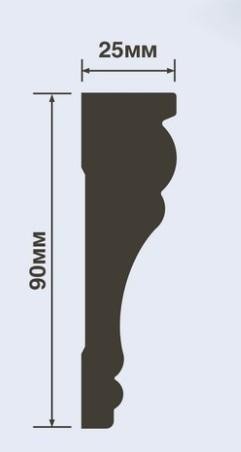 Потолочный плинтус 90х25 мм Hiwood T1090 белый 2 м