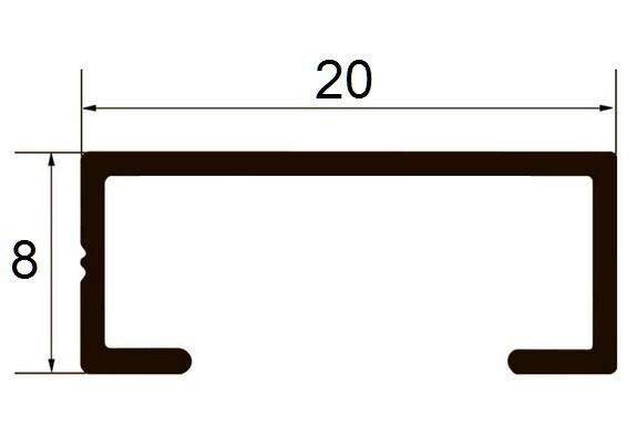 Алюминиевый П-профиль 8х20 мм Б-4 серебро браш 3 м