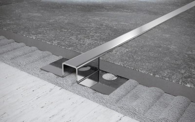 Стальной П-профиль закладной 8х30 мм FUM 8х30 P полированная сталь 2,7 м