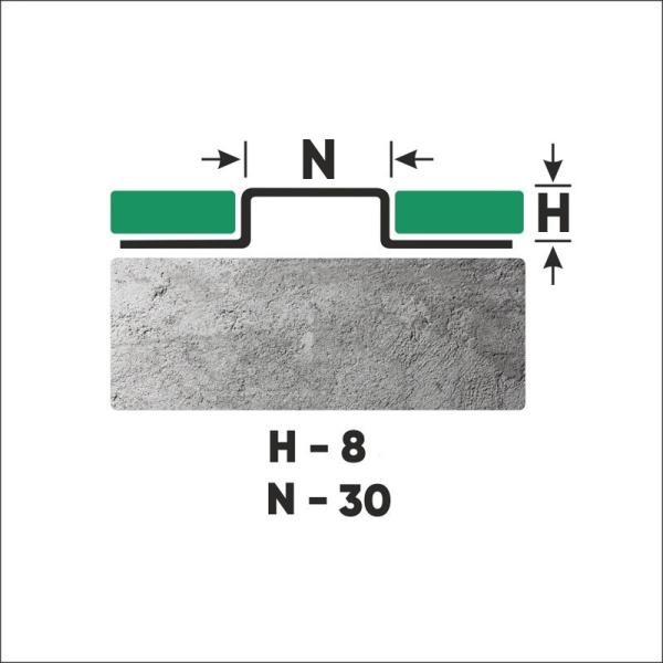 Стальной П-профиль закладной 8х30 мм FUM 8х30 P полированная сталь 2,7 м