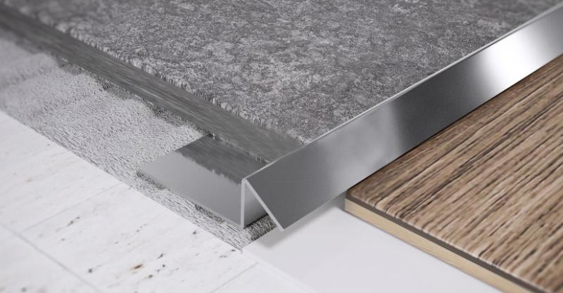 Наружный стальной профиль для плитки FSG 15 P Сталь полированная 2,7 м AISI 430 0.8 мм