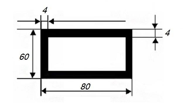 Алюминиевый бокс прямоугольный 60х80х4 мм 3 м