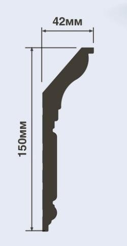 Потолочный плинтус 150х42 мм Hiwood L1902L белый 2 м