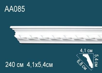 Потолочный плинтус с орнаментом Перфект AA085 54х68х41 мм 2,4 м белый полиуретан