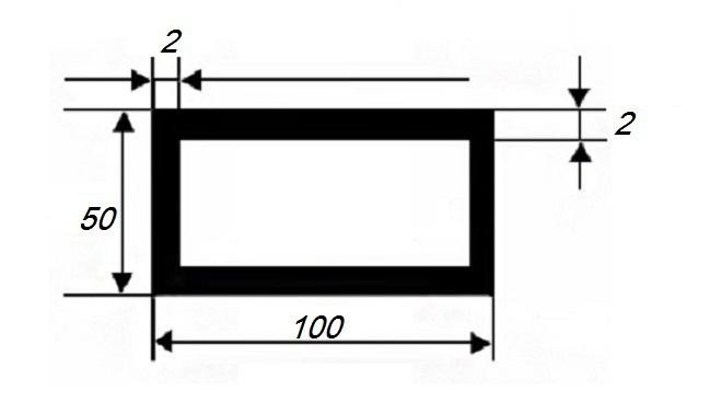 Алюминиевый бокс прямоугольный 50х100х2 мм 3 м