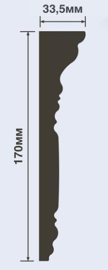 Потолочный плинтус 170х34 мм Hiwood L1702 белый 2 м