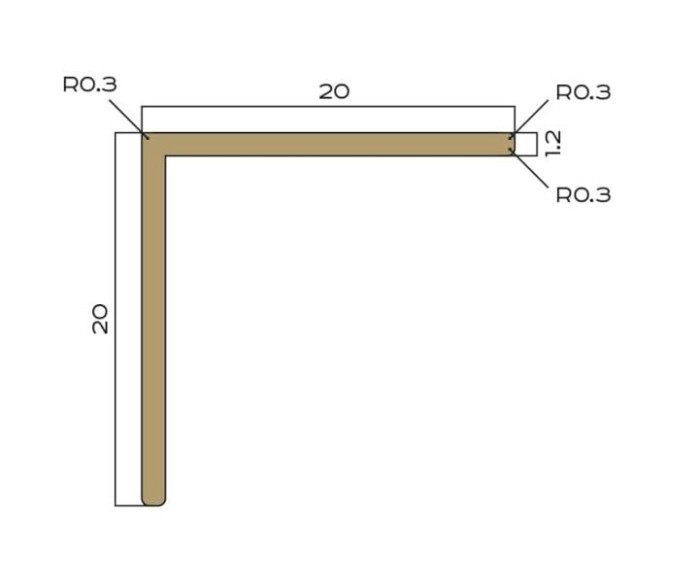 Уголок из латуни 20х20 мм NEEXY PVL74-05 ANTCL антик медь светлая 2.7м