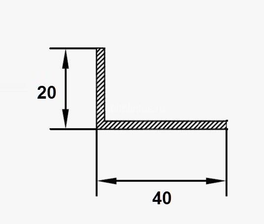 Алюминиевый уголок 20х40 мм разнополочный ПБ40х20 белый 2,7м