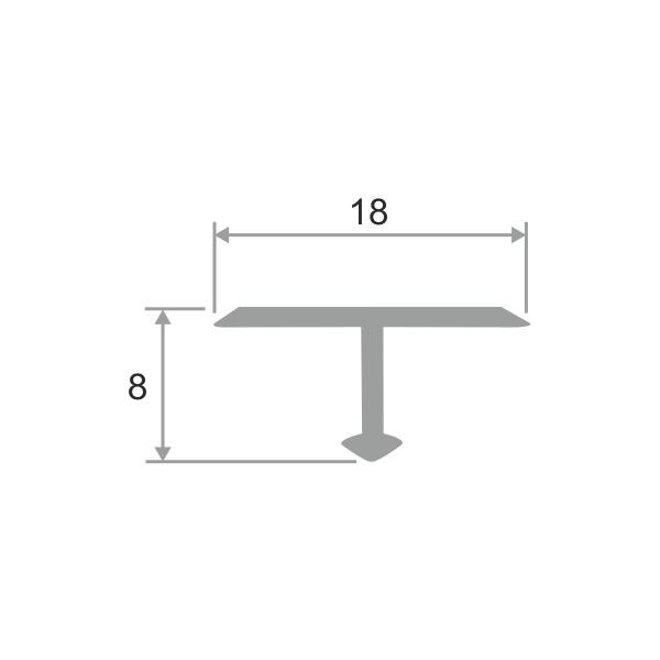 Т-образный профиль латунный 18 мм ЛПТ-18 Хром полированный 2,7 м