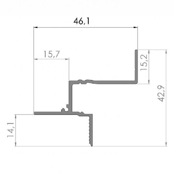 Алюминиевый теневой профиль потолочный Мега-Трейд ПТП-43LED черный 3м арт.2338