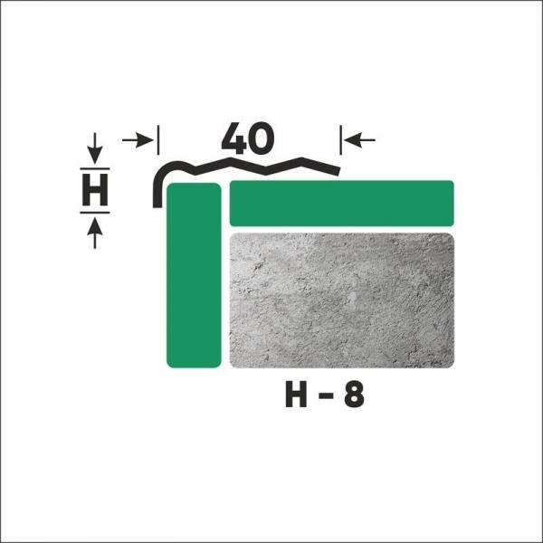 Угловой порог стальной 40х8 мм FCR 8 M сатинированная сталь 2,7 м