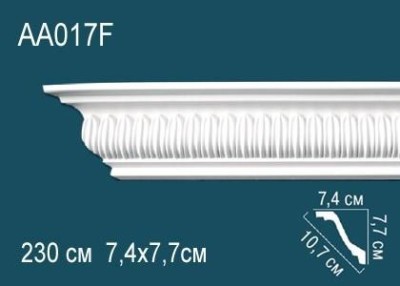 Гибкий потолочный плинтус с орнаментом Перфект AA017F 77х107х74 мм 2,3 м белый полиуретан