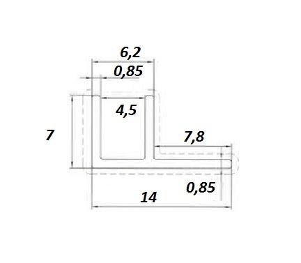 Алюминиевый профиль F-образный ОП-500 под панель 4 мм 2,7 м черный