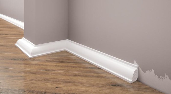 Напольный плинтус из полистирола 22х22 Cezar Elegance LPC-01 - 101 Белый 2,44 м