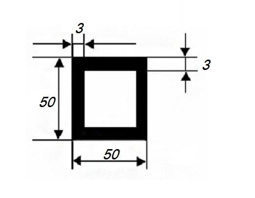 Алюминиевый бокс квадратный 50х50х3 мм 3 м