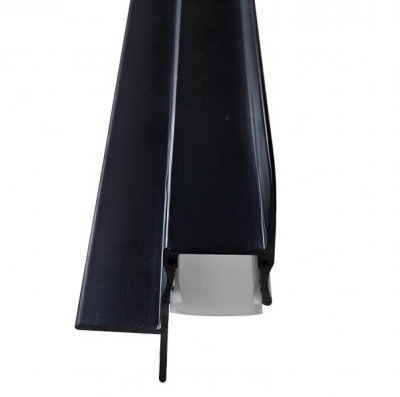 Алюминиевый плинтус потолочный с LED подсветкой H-1 LED 46х37 с экраном черный 3м