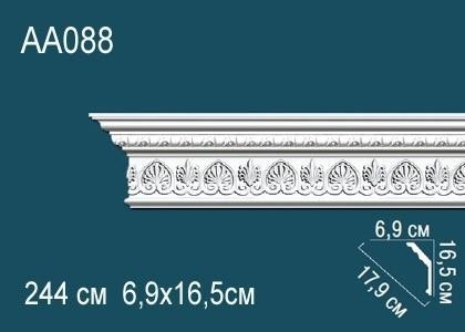 Потолочный плинтус с орнаментом Перфект AA088 165х179х69 мм 2,44 м белый полиуретан