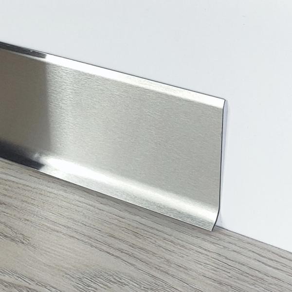 Напольный плинтус из нержавеющей стали 100 мм SY044-100H SGB Серебро глянец браш 2,5 м