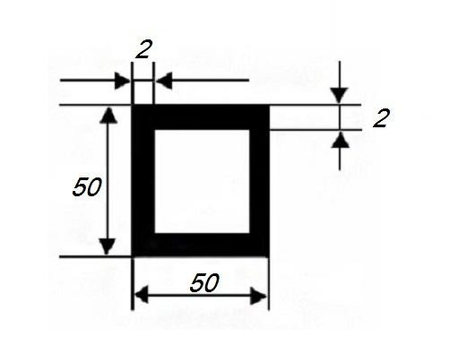 Алюминиевый бокс квадратный 50х50х2 мм 3 м