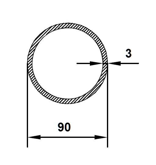 Алюминиевая труба 90х3 мм 3 м без покрытия
