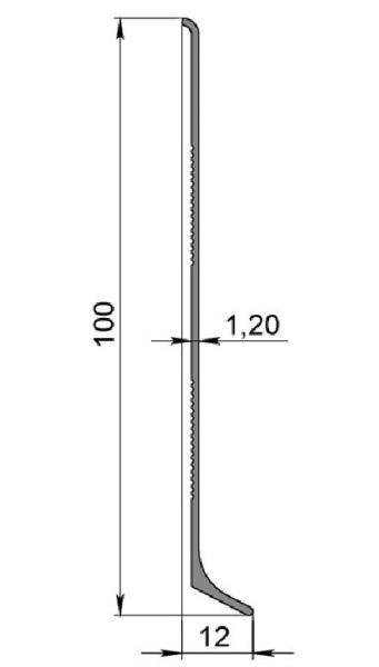 Напольный плинтус алюминиевый 100 мм Мега-Трейд ЛП-100 Серебристый 3м арт.0035