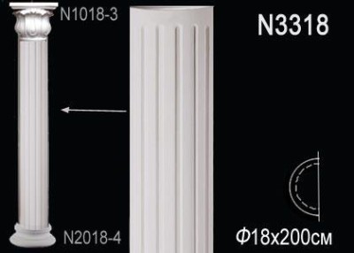 Полуколонна тело Перфект N3318 2000х180х90 мм белый полиуретан